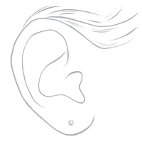 Silver-tone Cubic Zirconia 2mm Round Stud Earrings