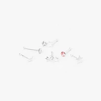 22G Sterling Silver Celestial Mixed Nose Rings - 6 Pack