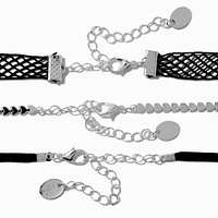 Black Edgy Bow Choker Necklaces - 3 Pack