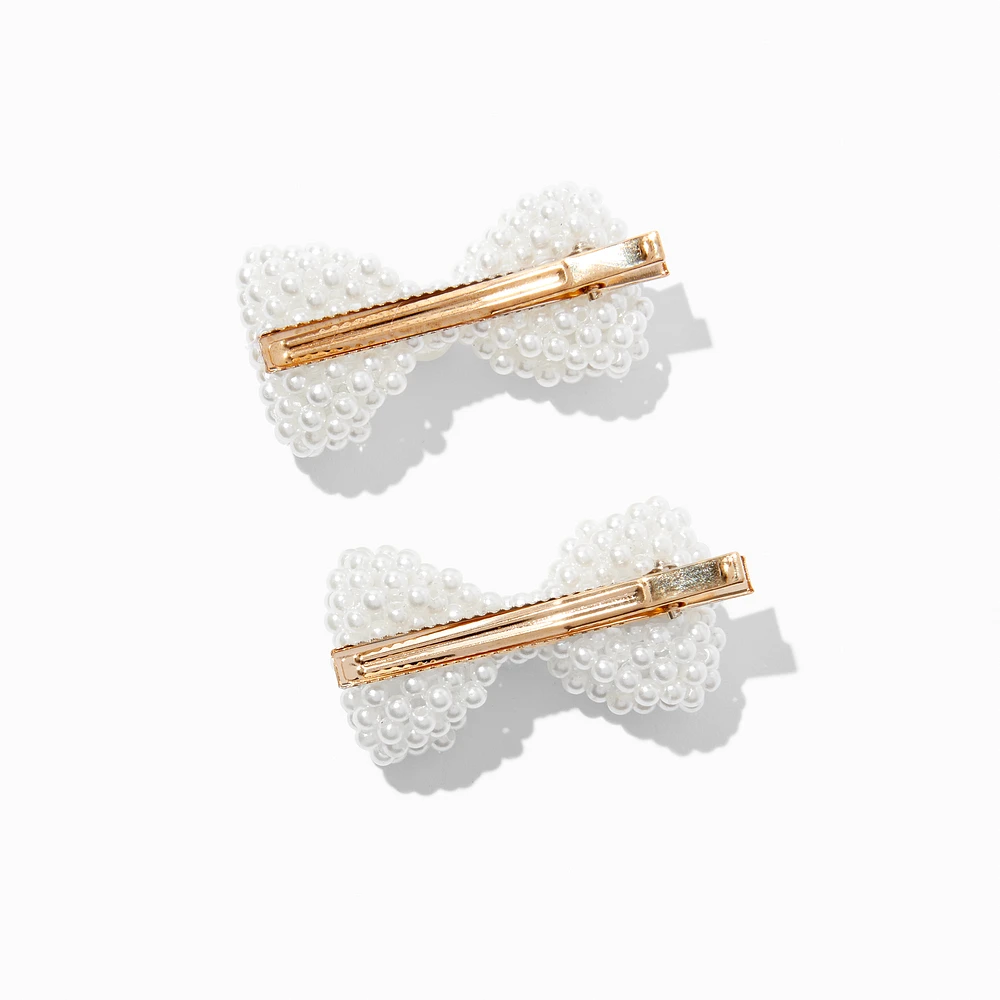 Pearl Hair Bow Clips - 2 Pack