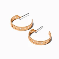 Gold-tone Moon & Stars Cut-Out Half Hoop Earrings