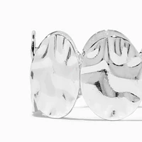 Silver-tone Hammered Disk Stretch Bracelet
