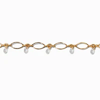 Gold-tone Delicate Oval Cubic Zirconia Chain Bracelet