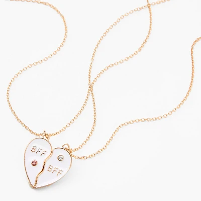 Best Friends White Split Heart Pendant Necklaces - 2 Pack