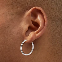 Silver-tone Sandblasted 25mm Hoop Earrings