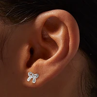 C LUXE by Claire's Sterling Silver Cubic Zirconia Bow Stud Earrings 