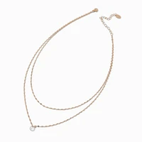 Gold-tone Cubic Zirconia Disc Multi-Strand Necklace