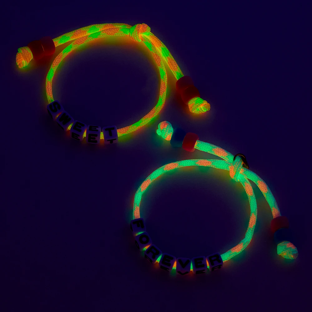 T H E M E x Claire's ''Sweet'' & ''Forever'' Glow in the Dark Adjustable Bracelets - 2 Pack
