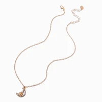 Gold-tone Crystal Moon & Star Pendant Necklace
