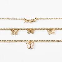 Gold-tone Butterfly & Angel Chain Bracelets - 3 Pack