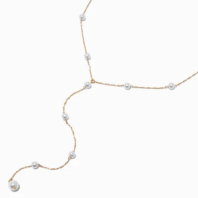 Gold-tone Pearl Confetti Y-Neck Chain Necklace