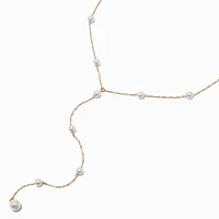 Gold-tone Pearl Confetti Y-Neck Chain Necklace