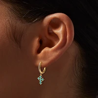 C LUXE by Claire's 18k Gold Plated Turquoise Cross Earring Stackables Set - 3 Pack