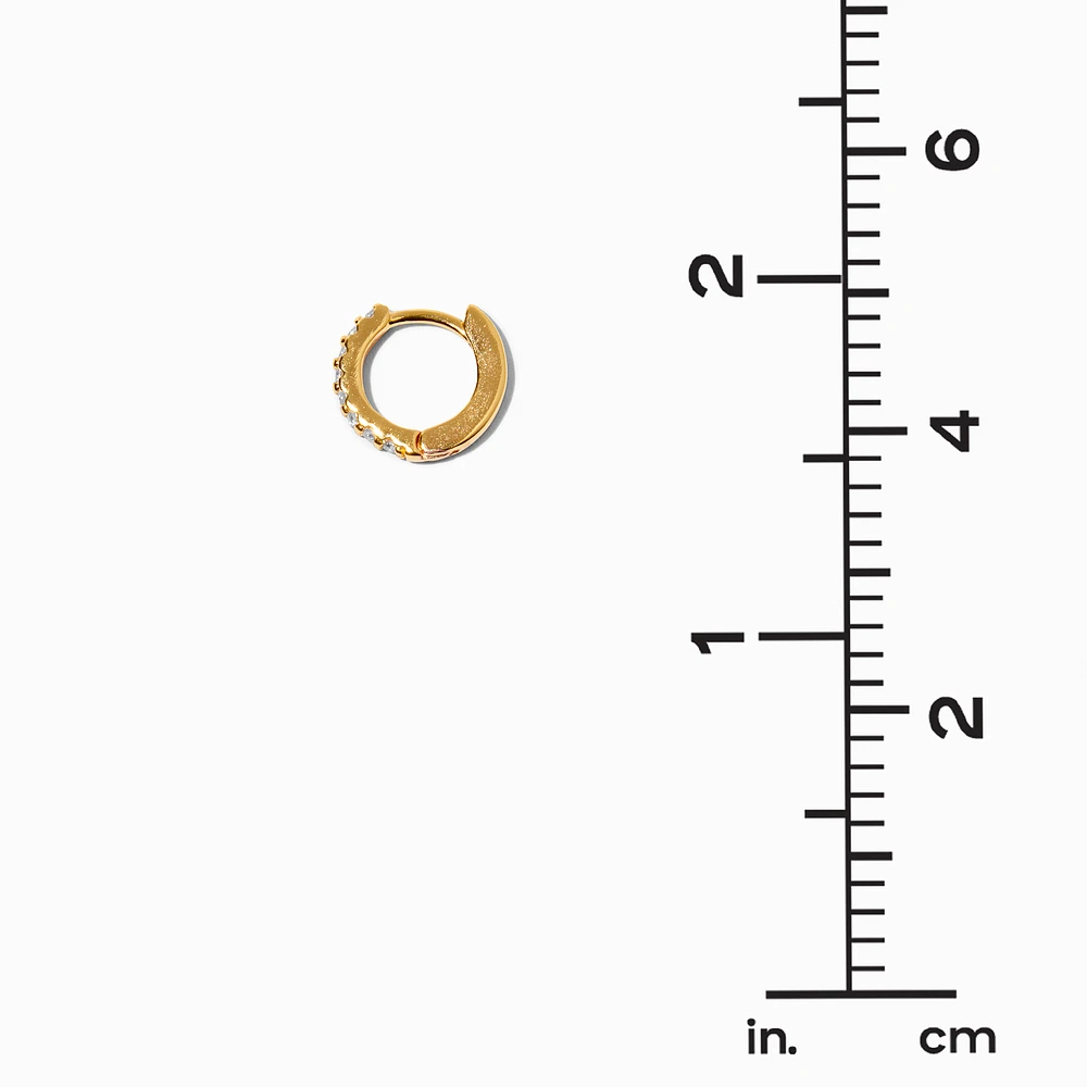 C LUXE by Claire's 18kt Gold Plated Pavé 8mm Cubic Zirconia Clicker Hoop Earrings