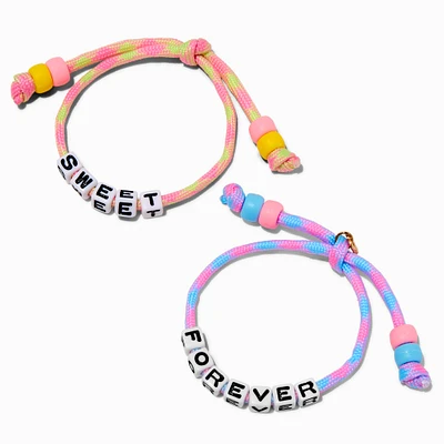 T H E M E x Claire's ''Sweet'' & ''Forever'' Glow in the Dark Adjustable Bracelets - 2 Pack