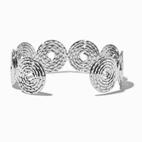 Silver-tone Swirl Disc Cuff Bracelet