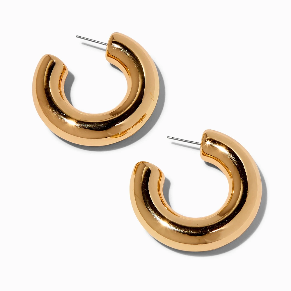 Chunky Gold-tone 40mm Tube Hoop Earrings