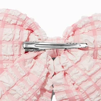 Pink Puffy Gingham Hair Bow Clip