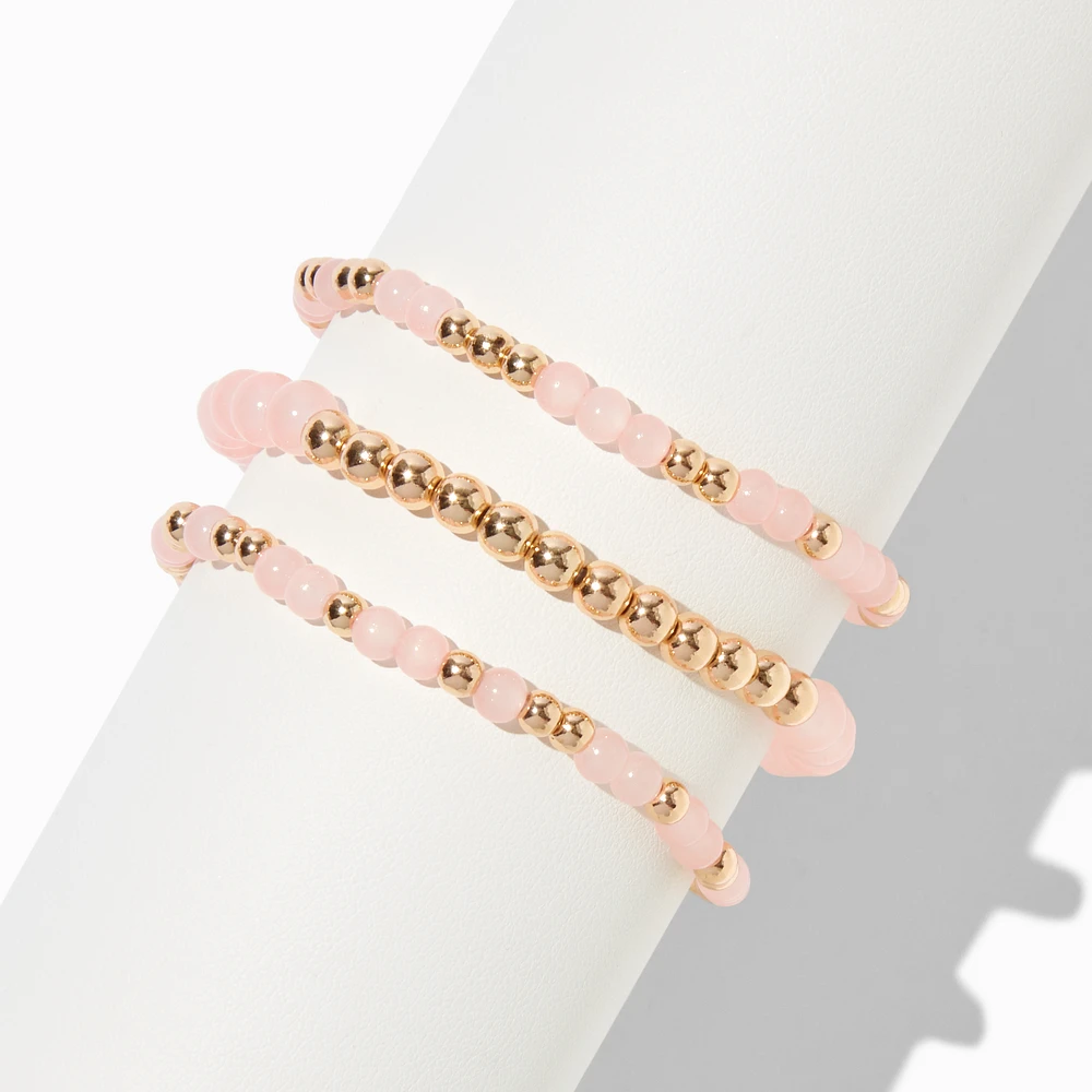 Blush Pink Beaded Stretch Bracelets - 3 Pack