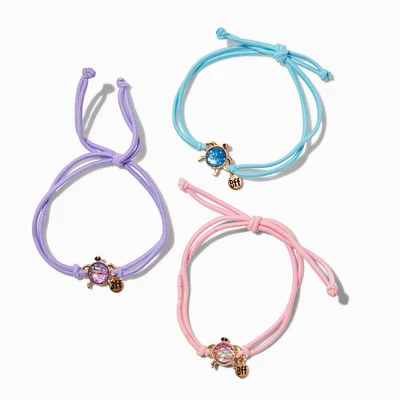 Best Friends Pastel Turtle Adjustable Bracelets - 3 Pack