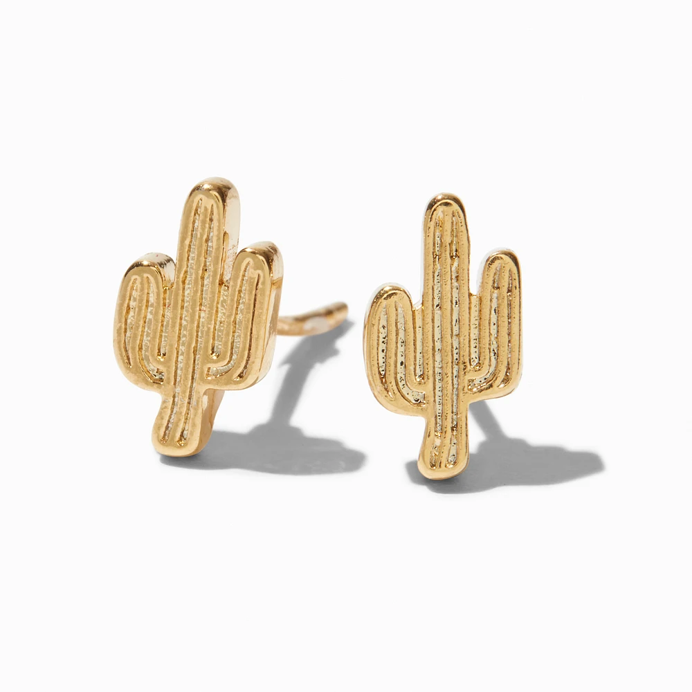C LUXE by Claire's 18kt Gold Plated Cactus Stud Earrings