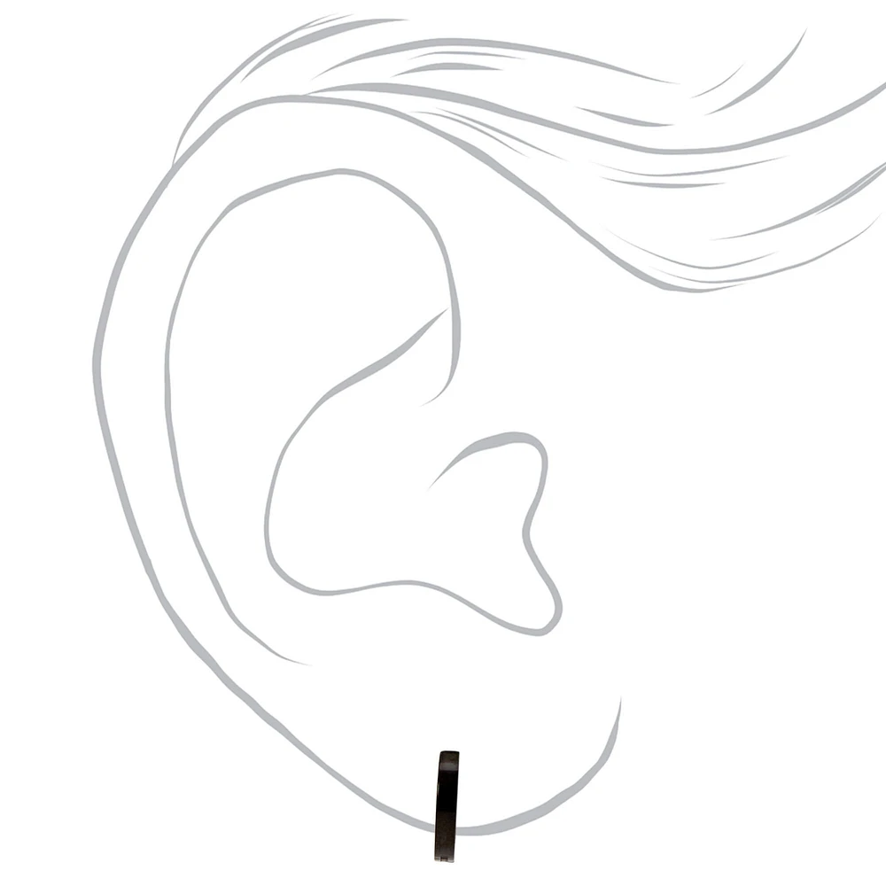 C LUXE by Claire's Black Titanium 7mm Mini Hoop Earrings