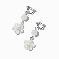 UV Color-Changing White Daisy Clip-On Drop Earrings