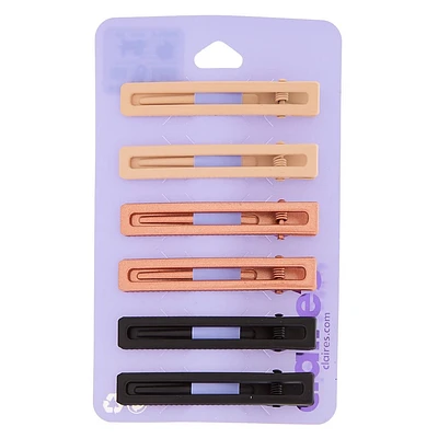 Rectangle Matte Neutral Hair Clips - 6 Pack