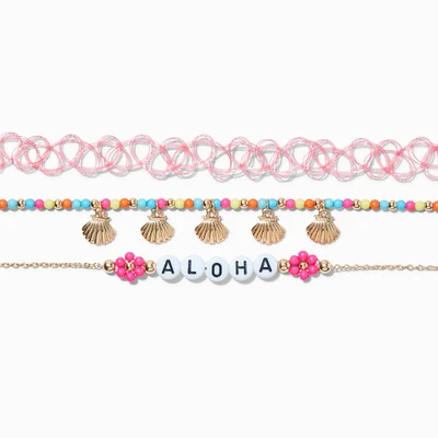 Aloha Beaded Choker Necklaces - 3 Pack