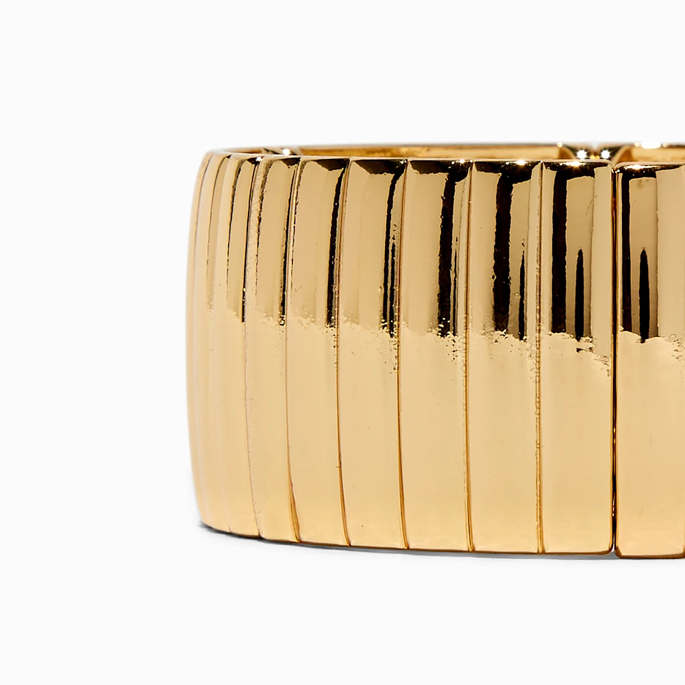 Gold-tone Thick Ribbed Stretch Bracelet
