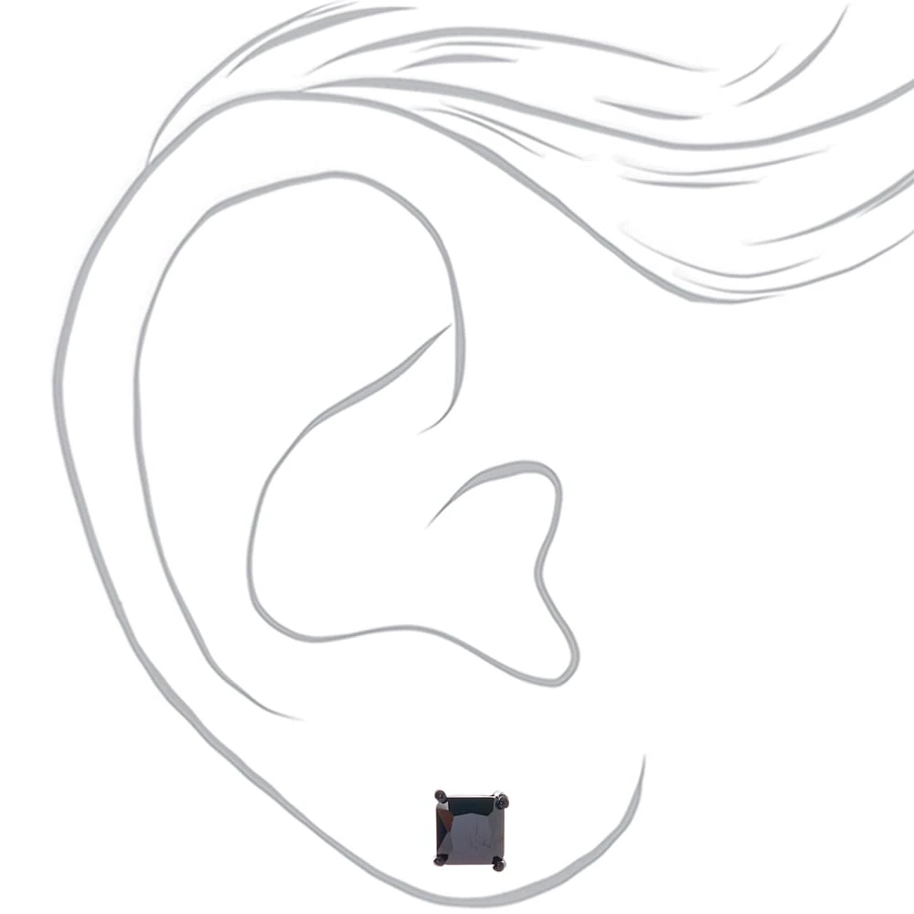 Black Cubic Zirconia 7mm Square Stud Earrings