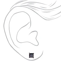 Black Cubic Zirconia 7mm Square Stud Earrings