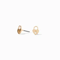 Heart-Shaped Lock Gold-tone Stud Earrings