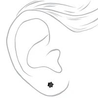 Black Cubic Zirconia 3mm, 4mm, & 5mm Round Stud Earrings - 3 Pack 