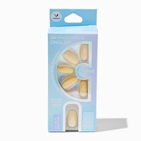 Glossy Butter Yellow Squoval Vegan Faux Nail Set - 24 Pack