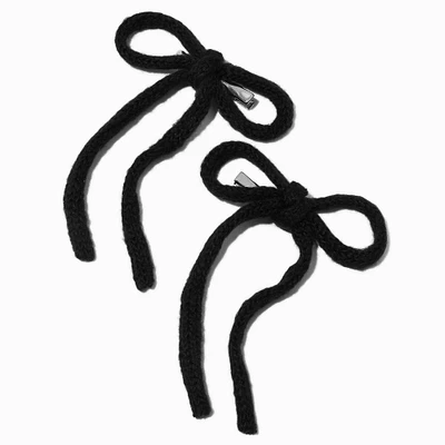 Knit Hair Bow Clips