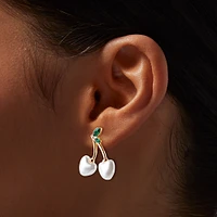 Pearl Cherry Gold-tone Drop Earrings