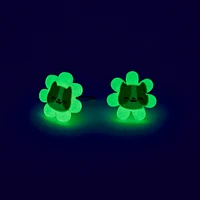 Glow in the Dark Flower Cat Stud Earrings