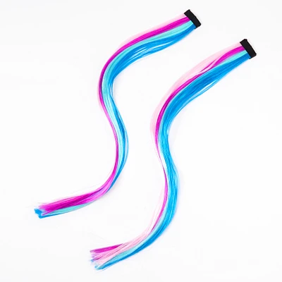 Mermaid Striped Faux Hair Clip Extensions - 2 Pack