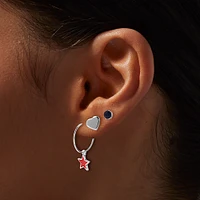 Stars & Stripes Patriotic Earring Set - 9 Pack