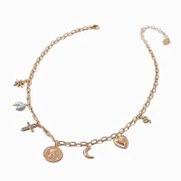 Gold-tone Coin Charm Necklace 