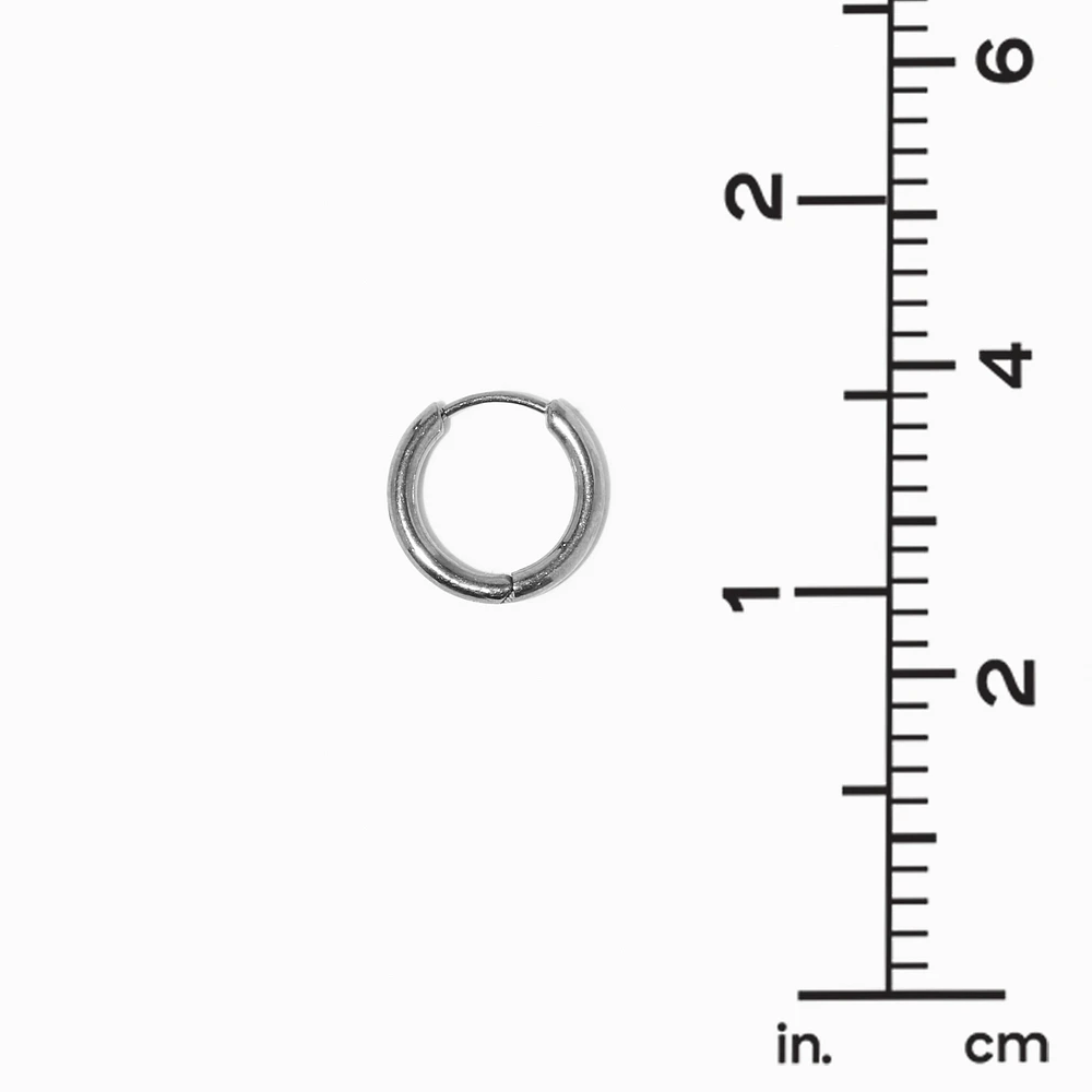 C LUXE by Claire's Silver-tone Titanium 12mm Tube Hoop Earrings