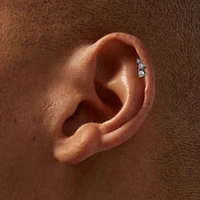 Silver-tone Cubic Zirconia Curve 18G Threadless Cartilage Earring