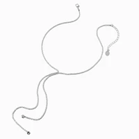 Silver-tone Laser Cut Cubic Zirconia Y-Neck Necklace 