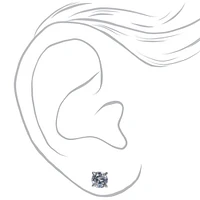 Silver-tone Cubic Zirconia 5mm Round Stud Earrings