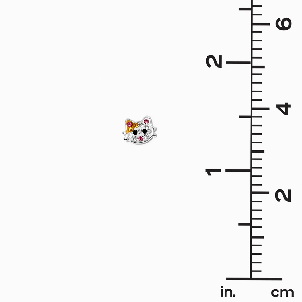 Sterling Silver Crystal Cat Stud Earrings