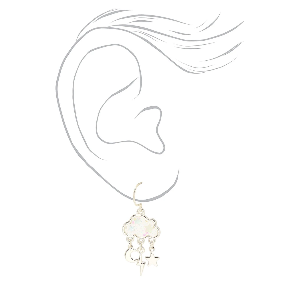 Glow The Dark Storm Cloud 0.5" Drop Earrings
