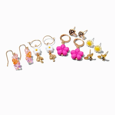 Hot Pink Cottagecore Earring Stackables Set - 6 Pack 