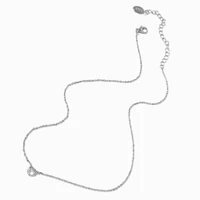 Silver-tone Cubic Zirconia Heart Pendant Necklace