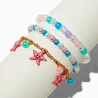 Claire's Club Starfish Charm & Beaded Bracelet Set - 3 Pack
